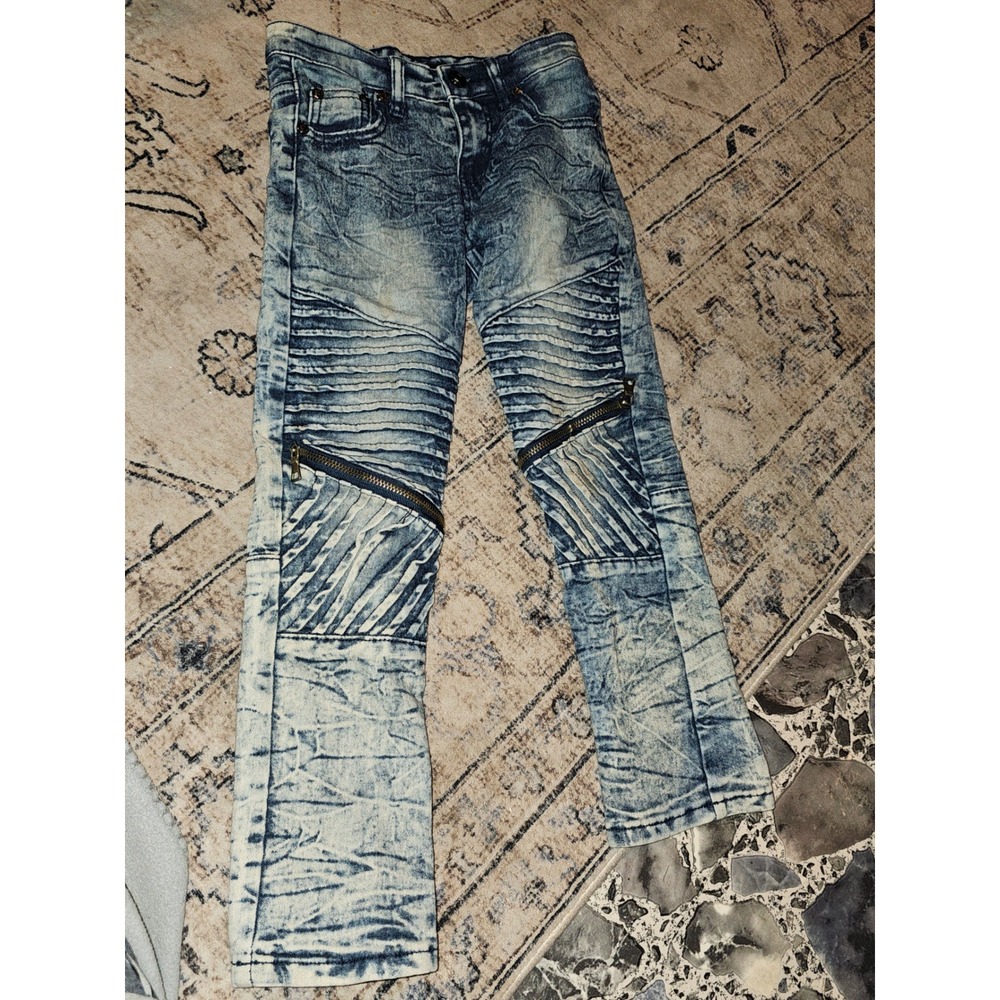 Boys city ink jeans size 7 skinny jeans. Black blue distressed